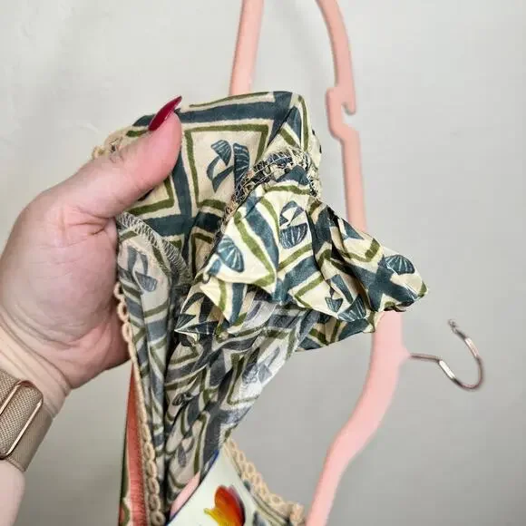 NWT Anthropologie Farm Rio V Neck Sheer Mushroom Print Wide Leg Jumpsuit Medium - Picture 10 of 16